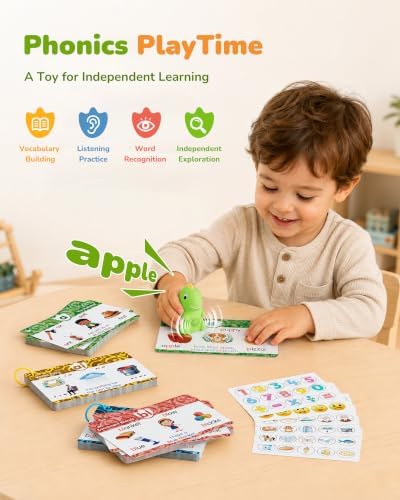 Aullsaty Dinosaur Talking Pen with Phonics Flash Cards, Interactive Learning Toy for Kids Ages 1-6, Autism Sensory & Speech Therapy Toy, ABC 123 Educational Toddler Toy, Screen-Free Birthday Gift - Image 4