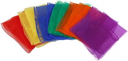 yueton 12pcs Colorful Hemmed Square Rhythm Band Scarves Juggling Dance Scarves by yueton