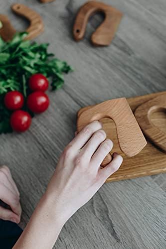 Toddler Wooden Kids Safe Knife, Children's Montessori Utensil Knife, Vegetable and Fruit Chopper, Beech Wood - Image 4