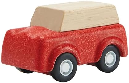 PlanToys® Red SUV Wooden Montessori Vehicle Kids Indoor Outdoor Play Toy by PlanToys
