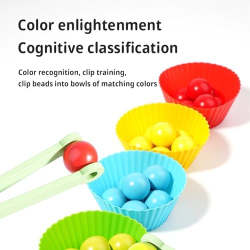 9.6" Wooden Gumball Machine For Kids Learning Color Sorting & Counting Toy - Image 6