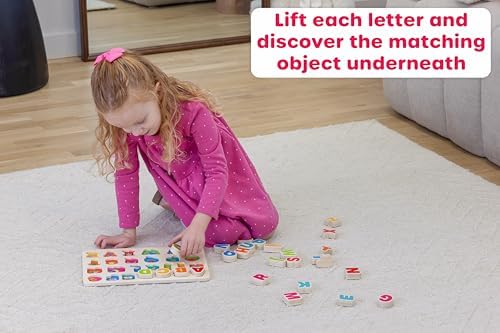 Jasey's Toy Chest Wooden Alphabet Puzzle | ABC Letter Learning Puzzle with Easy-Grip Pieces | Preschool Educational Toy for Toddlers Ages 18+ Months - Image 2