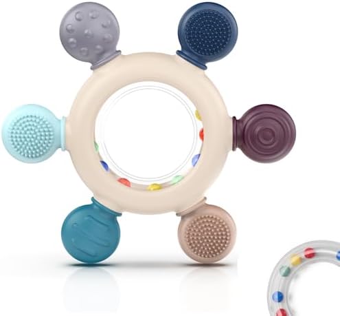 akolik Baby Teething Toys,Teething Relief Teethers Toy for Babies 0-3-6-9-12 Months Old Boys Girls BPA Free Baby Chew Toys Infant Toys Newborn Accessories(Ringer Grey) by Unknown