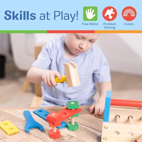 Melissa & Doug Take-Along Tool Kit Wooden Construction Toy (24 pcs) - Image 5