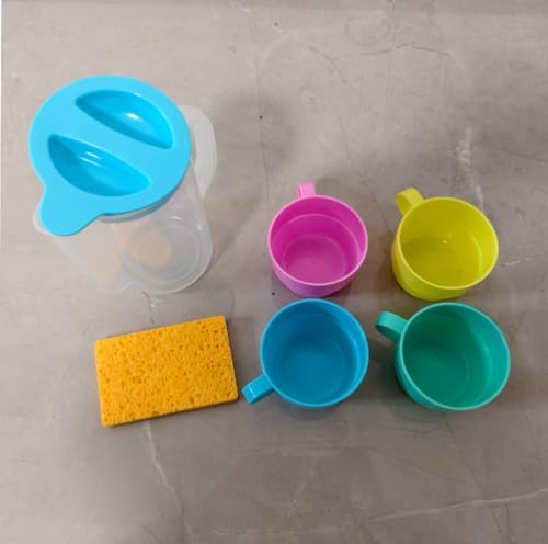Montessori Water Pouring & Sharing Set, Practical Life Sensory Toy, Colorful Cups & Pitcher Activity - Image 2