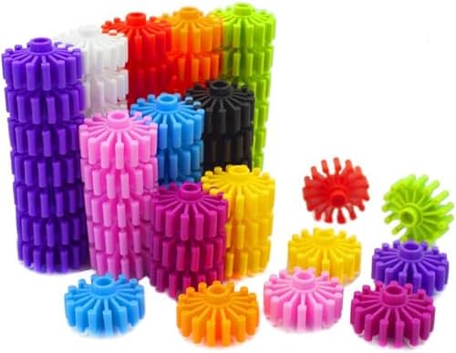 RAINBOW TOYFROG Interlocking Gears Toys for Kids - 100 Piece Kit with Tote - Colorful Manipulatives for Preschool Sensory Bin Or Occupational Therapy Tools - STEM Building Toys for Girls & Boys by RAINBOWTOYFROG