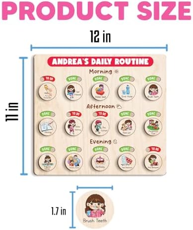 Wooden Chore Chart for Boys, Daily Routine Chart for Kids, Visual Schedule, Chore Reward Chart, Bedtime Morning Routine Chart for Toddlers (07) - Image 4