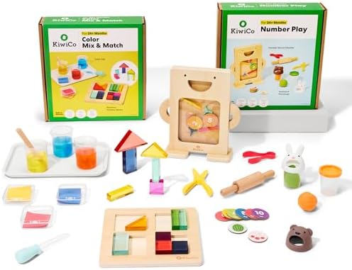 KiwiCo Preschool Learning Bundle – Color Mix & Match + Number Play Kits, Early Math & Color Recognition Activity Set, Hands-On Preschool Learning Toys, Toddler Learning Gift Ages 2+ by KiwiCo