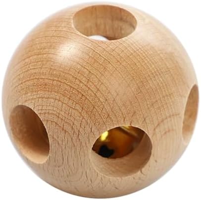 Montessori Wooden Bell Rattle Ball - Natural Beechwood Sensory Toy, Auditory & Tactile Development Ball with Bell by Unknown