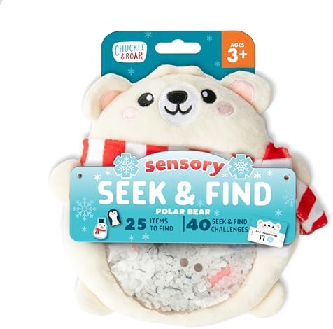 Chuckle & Roar Seek & Find Polar Bear Plush, Toddler Travel Toys, Ages 3+ by ChuckleRoar