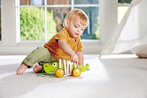 Hape Wooden Walk-A-Long Croc for Babies| Pull & Pull Walking Toy for Toddlers 12 Months and Up - Image 4