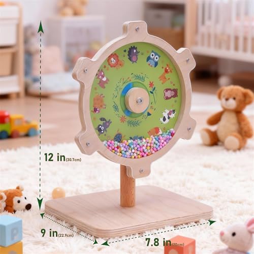 Spinning Activity Drum Toy with Sound, Montessori Wooden Sensory Toy for Babies, Perfect Birthday & Party Gift for 6-18 Months+ - Image 4