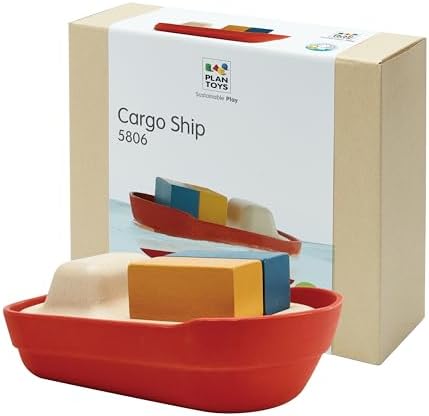 PlanToys® Cargo Ship Bath Toy for Toddlers Floating Boat Water Play Kids by PlanToys