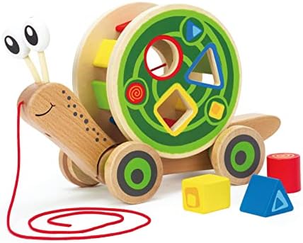 Hape Walk-A-Long Snail Pull Toy |Award Winning Toddler Wooden Push and Pull Toy with Removable Color by Unknown