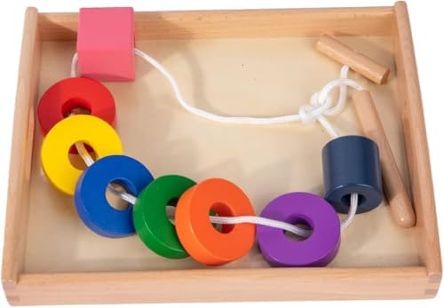 Adena Montessori Wooden Lacing Bead Set with Tray, 1-3y by AdenaMontessori