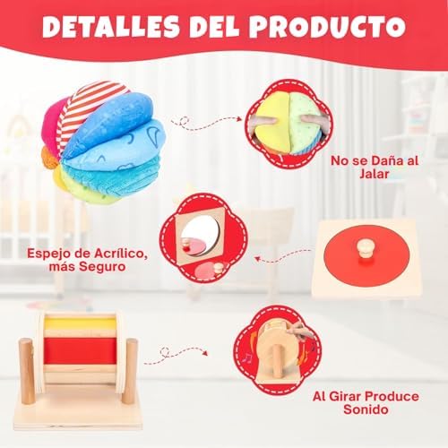 Adena Montessori Play Kit: Knob Puzzle, Drum & Ball, 6-12m - Image 2