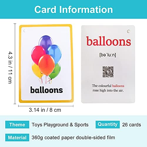 Lilias Toys Playground & Sports Flash Cards, Toddler Learning Toys, Preschool Toys, Homeschool Supplies, Kindergarten Supplies, 4.3 X 3.14 Inch, 26 Cards in Set - Image 2