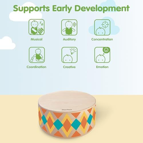 PlanToys® Wooden Rhythm Box Drum Musical Toy for Kids, Montessori Set - Image 4