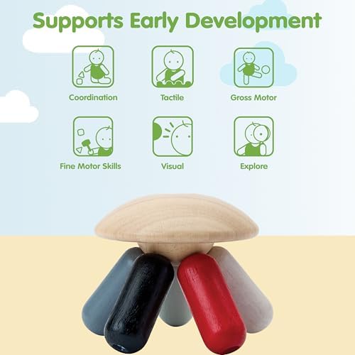 PlanToys® Wooden Flexi Jellyfish Baby Toy Montessori Kids Sensory Grasping - Image 4