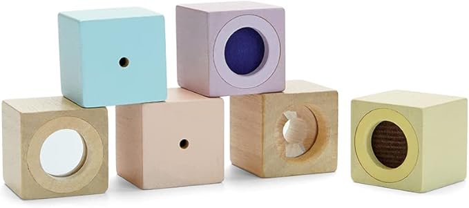 PlanToys® Sensory Blocks Wooden Learning Toy | Montessori Educational Activity for Tactile, Auditory & Visual Exploration | Eco-Friendly Toy for Early Development & Discovery