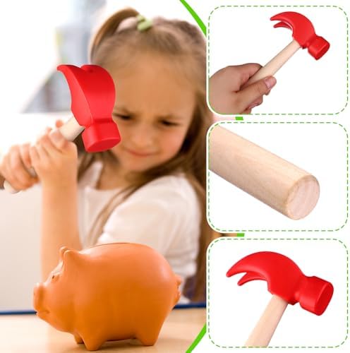 10Pcs Toy Hammer Set With 100Pcs Small Wooden Simulation Fake Maintenance Tools, Plastic Toddler Claw Hammer, Portable Pretend Play Mallet for Boys Girls - Image 7