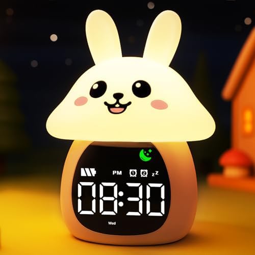 MASHI Mushroom Bunny Kids Alarm Clock with Time to Wake Sleep Trainer by MASHI