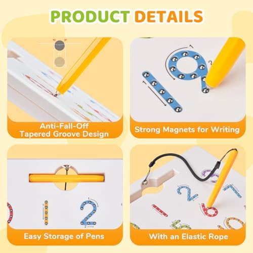 GAMENOTE Magnetic Number Tracing Board Double Sided, Numbers 1-20 Writing - Image 4