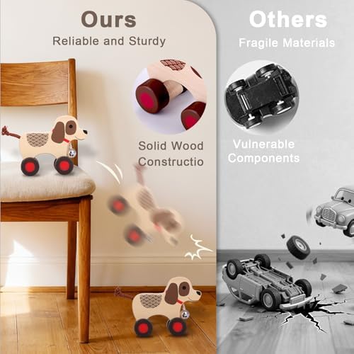 Wooden Animal Rattle with Bell - Baby Toys 6-12 Months & Toddler Toys 1-3 Years | Montessori Sensory Shakers, Nursery Decor Gift Set (Dog, Duck, Elephant) - Image 6