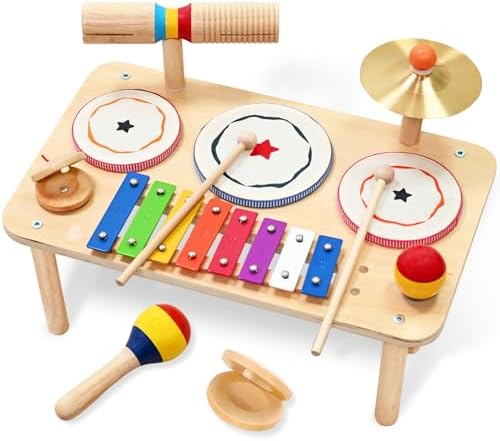 WINYGZ 9-in-1 Baby Drum Set, Low Noise Montessori Musical Instruments. by wingyz