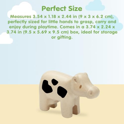 PlanToys® Cow Wooden Montessori Kids Farm Animal Figurine Creative Play - Image 2