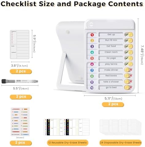 2 Pack Chores Chart for Kids Multiple Kids to Do List Board with Sliders - Image 2