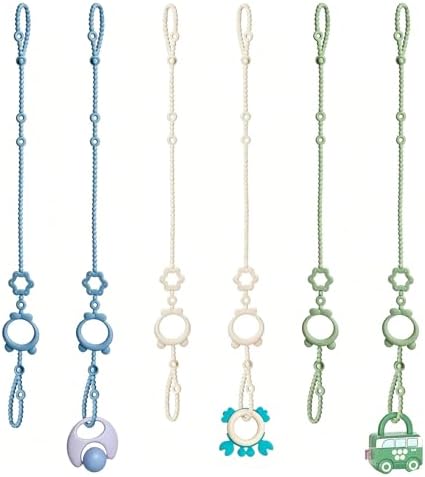 Toy Straps for Baby, 6pcs Adjustable Toy Holder for Stroller Accessories, Silicone Baby Tether Pacifier Clip, No Throw Baby Travel Essential Leash for High Chair, Car Seat, Baby Toy Clips by Unknown