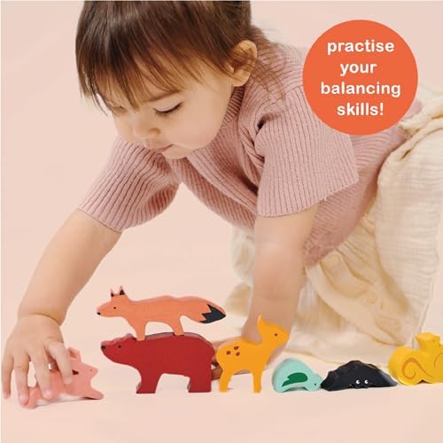 Mentari Toys - Happy Stacking Forest - 8pc Wooden Stacking Toy for Toddlers - Colorful Nature Theme Balancing Activity Toy with Bag - Boost Fine Motor Skills and Dexterity - Educational Toy - Age 18m+ - Image 6