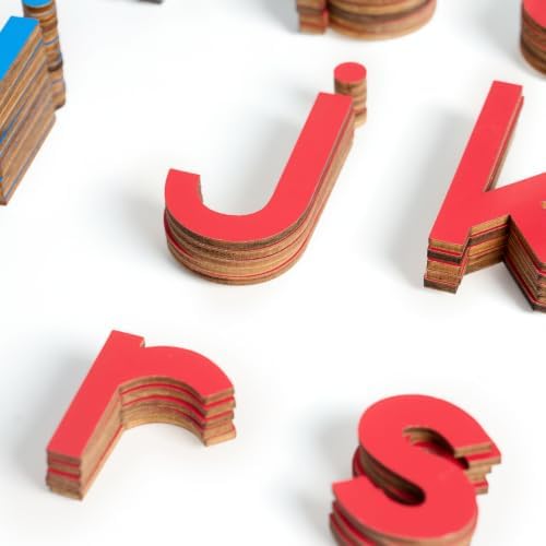 Premium Montessori Small Moveable Alphabet – 255 Red & Blue Print Letters in Wooden Box, Phonics & CVC Word Building Set, Early Reading Language Materials for Kids 3-6, Homeschool Classroom - Image 2