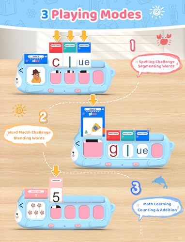 QuTZ Phonics Learning Toy for Preschool Kids – Talking Flash Cards with Sound Machine, Word Blending & Math Games – Educational Reading & Counting Activity Set 4-8 - Image 2