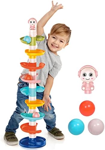 Ball Drop Toy for Toddlers, 9-Layer Spiral Tower with 3 Rolling Sound Balls by FUNLITTLETOYS