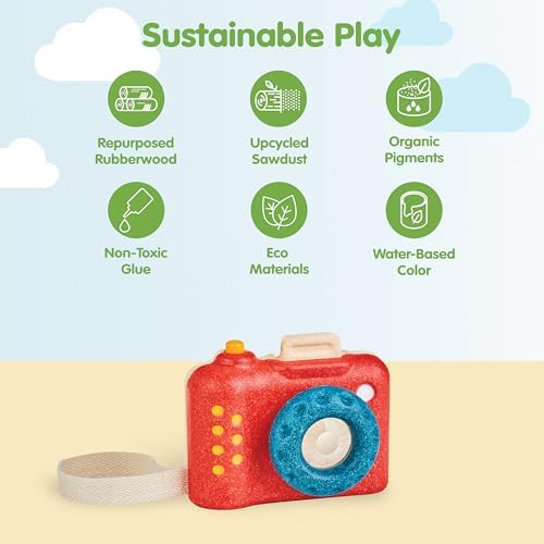 PlanToys® My First Wooden Toy Camera for Toddlers Ages 18+ Months Pretend - Image 3