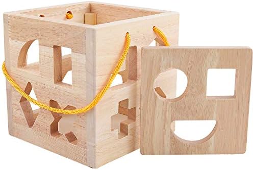 QZMTOY Shape Sorter Toys with 19 Shape Blocks, Classic Wooden Toys for Toddlers Kids, Gift for Girls Boys 2-4 (Natural Solid Wood) - Image 6