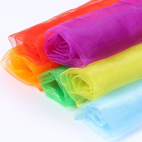 BoAn 12 PCS Dance Juggling Scarves, Silk Square Music Magic Movement Scarves, Children Movement Music Scarf, Colorful for Kids Play- 12 Colors, 24 by 24 Inches - Image 4
