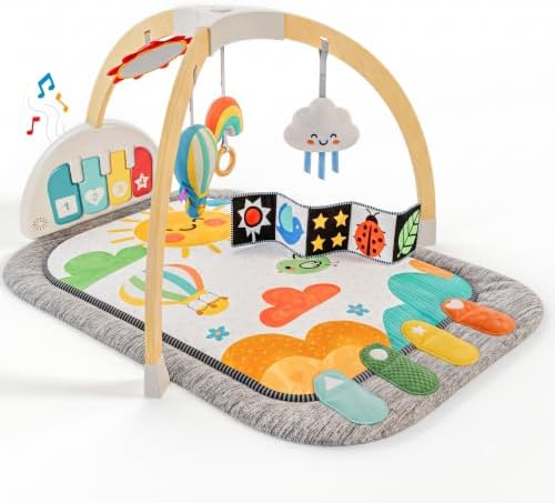 Little Acorn, Montessori Wooden Baby Gym with Kick & Play Musical Piano by littleacorn