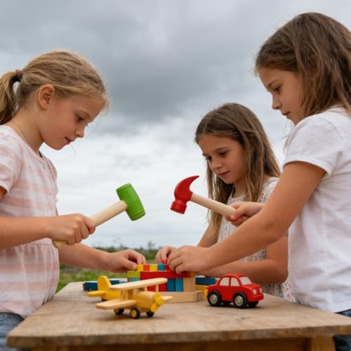 12 Pcs Kids Wooden Hammer Toy Small Simulation Hammers with 120 Pcs Colorful Wood Golf Tees Plastic Educational Toys for Children Birthday Party Gift(Red and Green) - Image 6