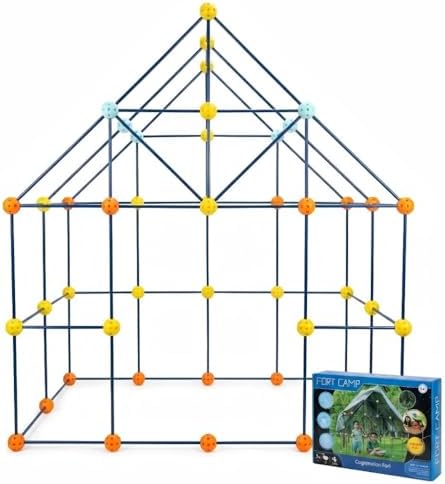 Fort Building Kit, 158 Pieces Construction STEM Toy Set, Indoor Outdoor Building Blocks with 55 Rods and 48 Balls, Kids DIY Play Fort Ages 3-12 by Unknown