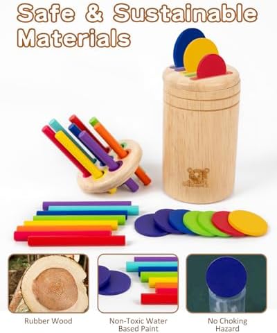 Wooden Learning Color Sorting Toys for Toddlers Sensory Sorting Coin Box Toys for Toddlers 1-3 Fine Motor Skills and Matching Games for Toddler Learning Toys - Image 6