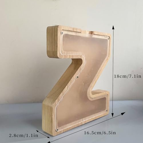 Wooden Letter Piggy Bank for Kids Boys Girls, A-Z Letters Wood Coin Bank Money Box, Piggy Bank for Toddler Family Christmas Birthday Gift(Z) - Image 7