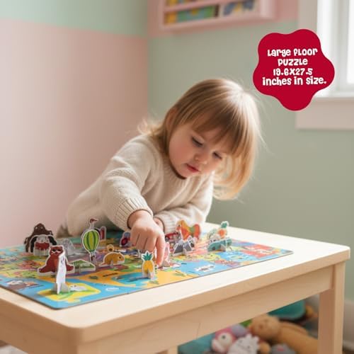 Dinomini Giant USA Map Puzzle for Kids - with Interactive Standing Figures - Floor Puzzles for Kids Ages 3-5 - Preschool Learning Activities - Learning & Educational Toys - Image 3