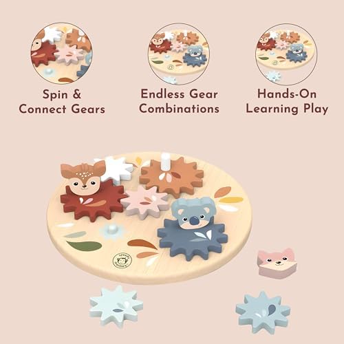 SPEEDY MONKEY Wooden Spin Gear Board | Toddler Spinning Gears Toy Playset - Image 5