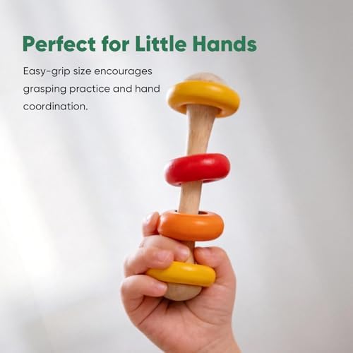 Wooden Baby Rattle Set 7 PCS, Montessori Sensory Musical Toys for Toddlers 0-3, Natural Wood Percussion Shakers & Rattles, Early Learning Gift for Infant Boys Girls - Image 2