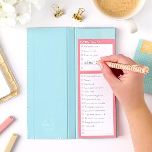 Passionate Penny Pincher Planner Daily Chore List Notebook | Blue Plaid Design | Undated 3-Month Supply | Planner 2026 for Tasks & Routines | 90 Perforated Pages | Matte Lamination Finish | 3.5” x 9” - Image 3