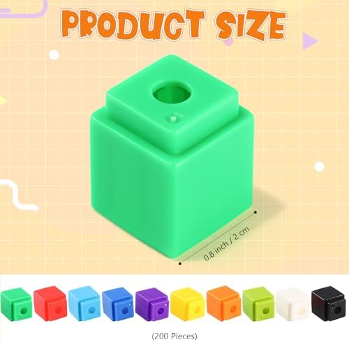 200 Pcs Orange Linking Cubes for Math Counting Cubes Manipulatives Plastic Counting Block Manipulative Classroom Learning Supplies for Educational Preschool Activities Boy Girl (Orange) - Image 2