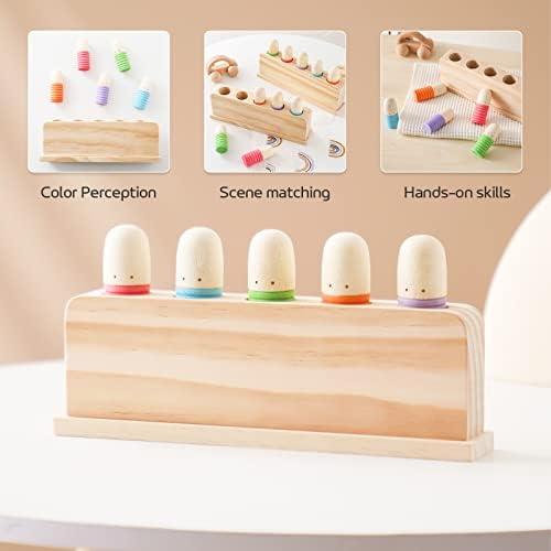 Pop Up Toy Multicolor Puppets | Wooden Color Sorting Toys | STEM Montessori Color Matching Toys | Preschool Learning Educational Toys Gifts for Kids Boys Girls Ages for 1 2 3 Years (Classic Colours) - Image 3